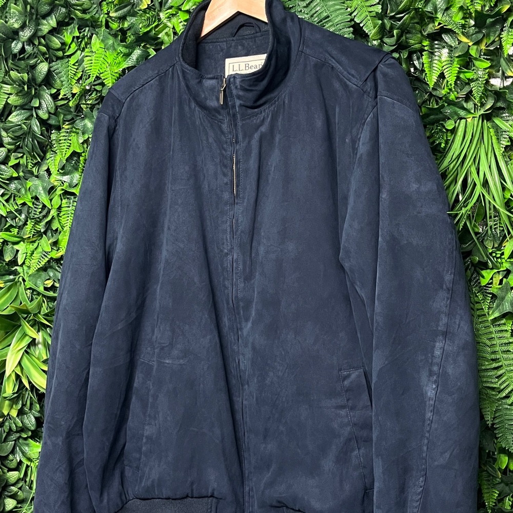 Vintage LL Bean Jacket Mens XL Navy Bomber Full Zip Collared Lined Warm 3532 - Picture 5 of 7
